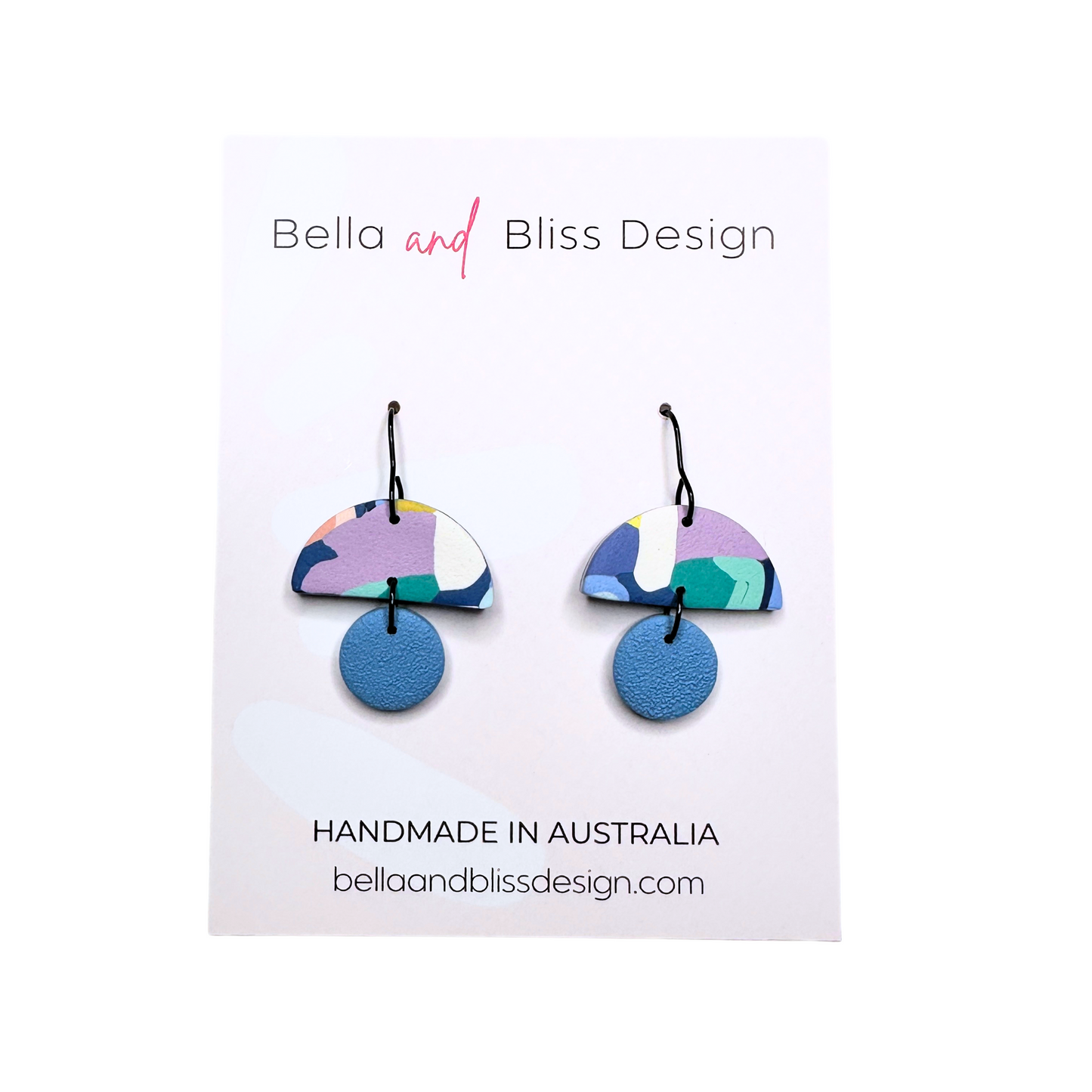 Haven // Vivid Dream // Clay Hook Dangle Earrings // Blues, Jade Green, Purple, Yellow, Coral and White