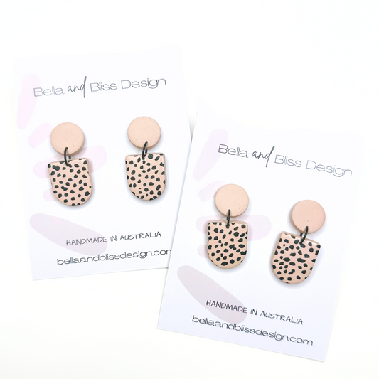 Frankie // Wildwood Speckle // Clay Earring Dangles // Tan and Black Spots