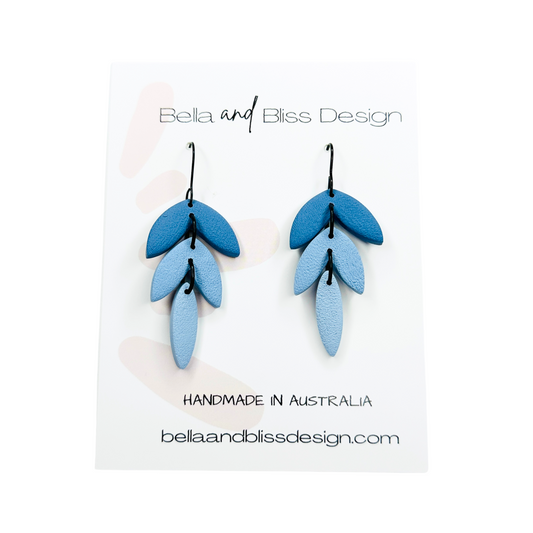 Breeze Leaves // Clay Dangle Earrings // Blues