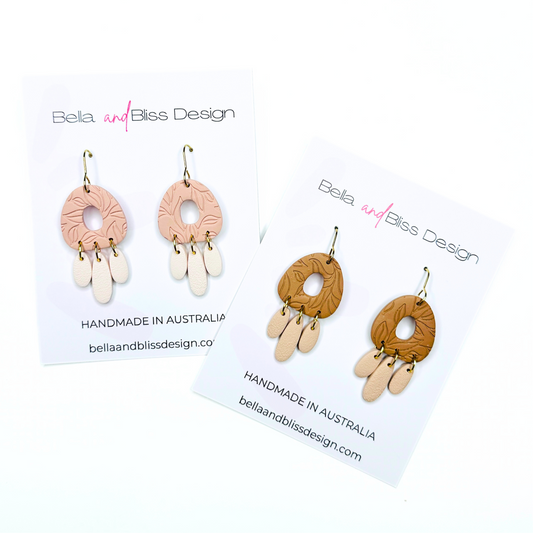 Sadie // Clay Dangle Earrings // Nude and Brown