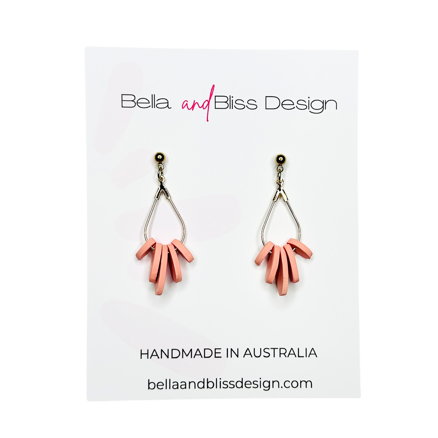 Faith // Clay Drop Dangle Earrings // Coral, Pink, Khaki, Black and White