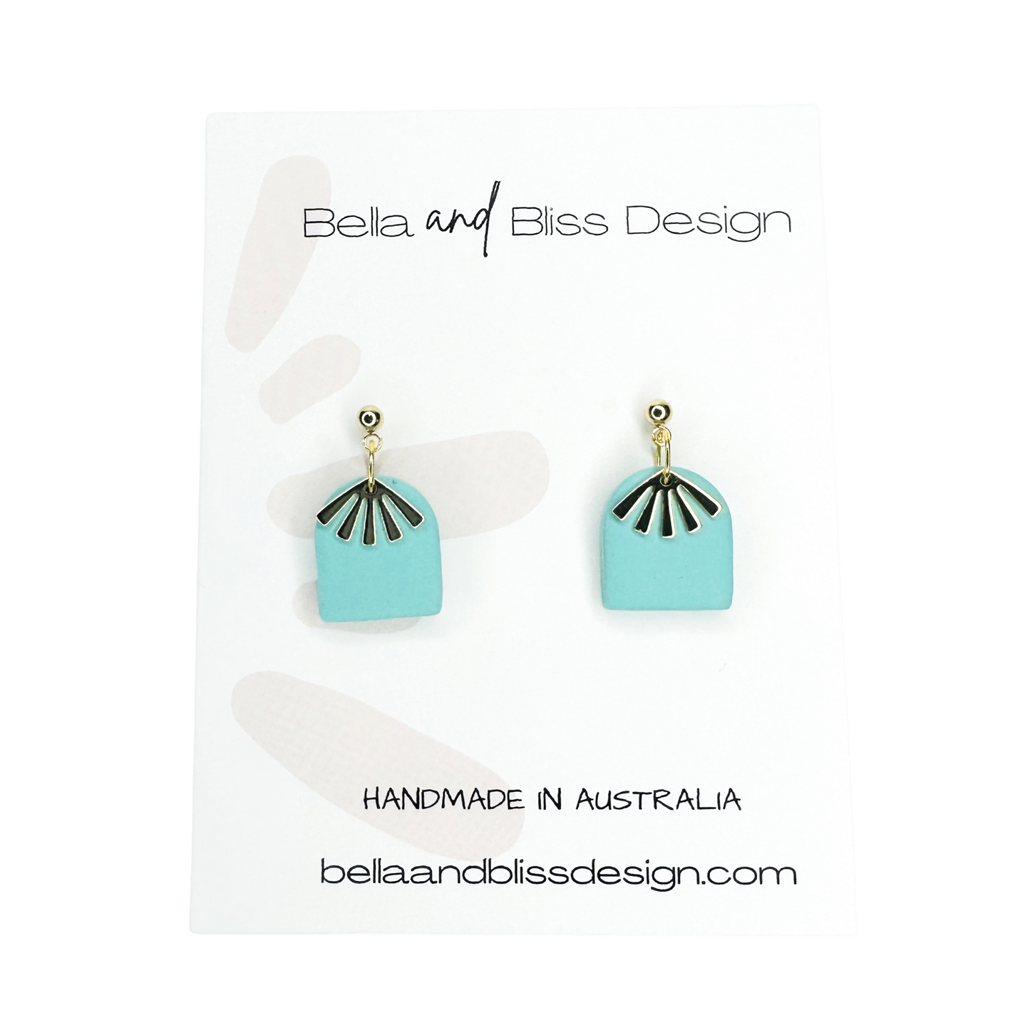 Rae // Clay Dangle Earrings // Aqua, Sky Blue, White, Black and Mist Green