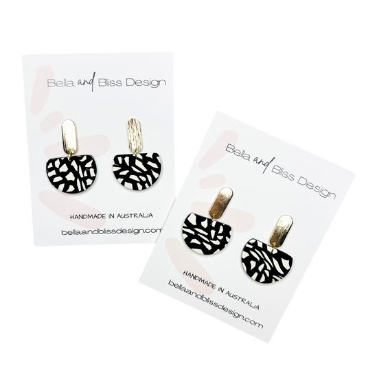 Quinn // Black and Ivory // Clay Dangle Earrings