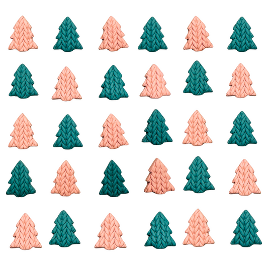 Christmas Tree // Clay Stud Earrings // Coral and Green