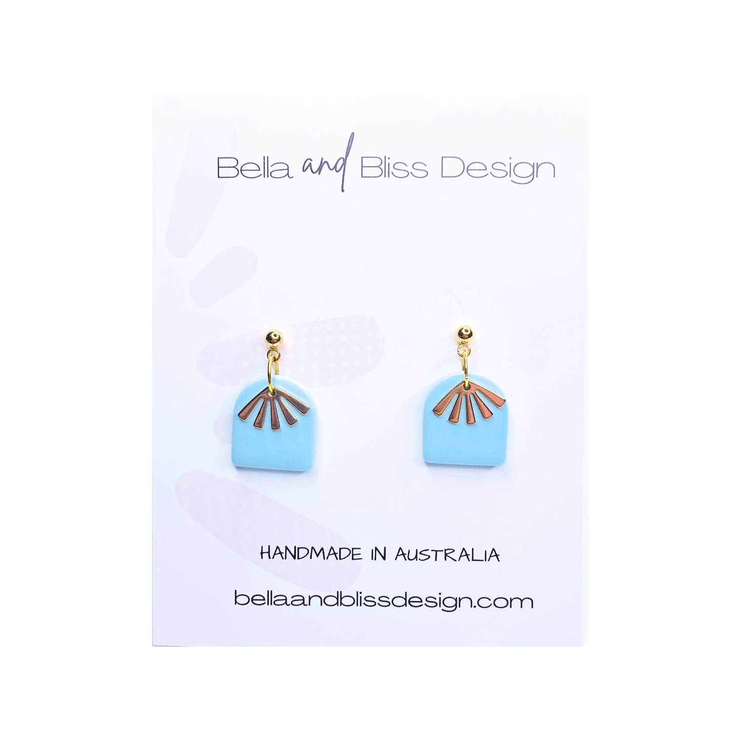 Rae // Clay Dangle Earrings // Aqua, Sky Blue, White, Black and Mist Green