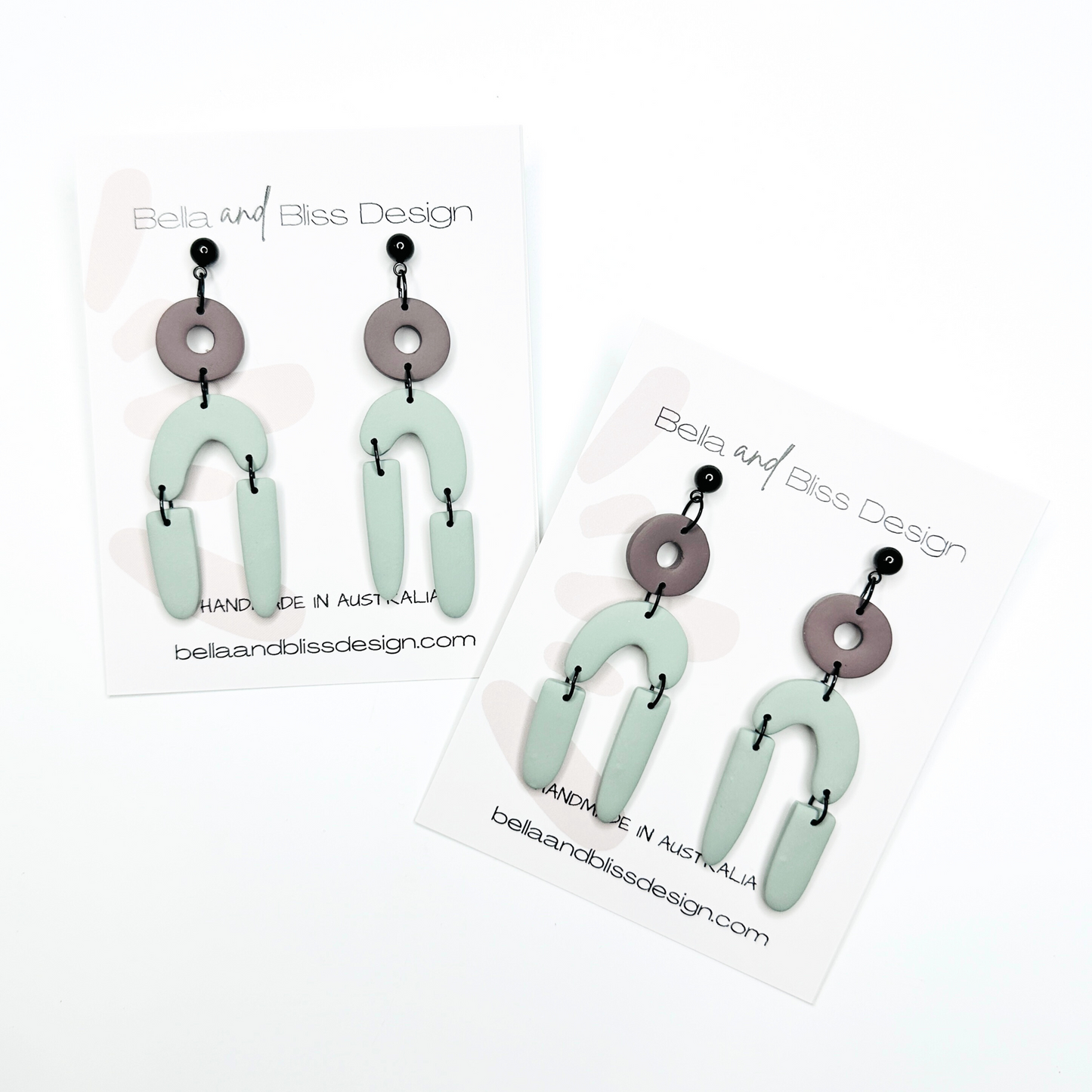 Bree // Clay Dangle Earrings // Green and Brown