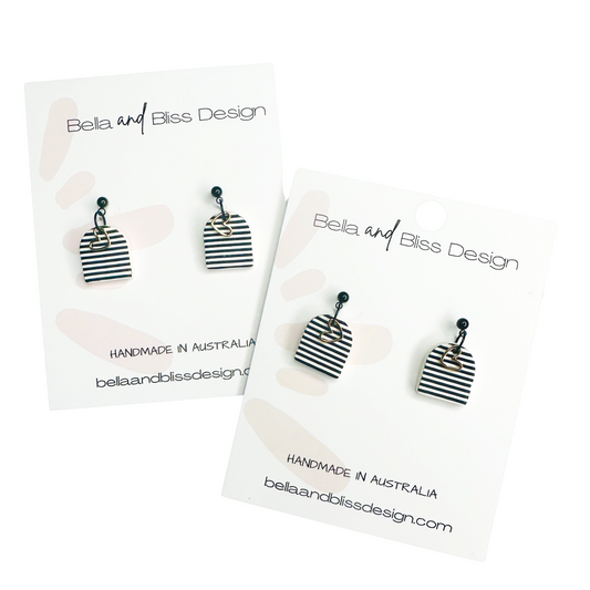 Arch // Monochrome Love Stripes // Clay Dangle Earrings // Black and White Stripes