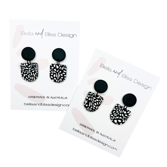 Frankie // Black and Ivory // Style 1 // Clay Dangle Earrings