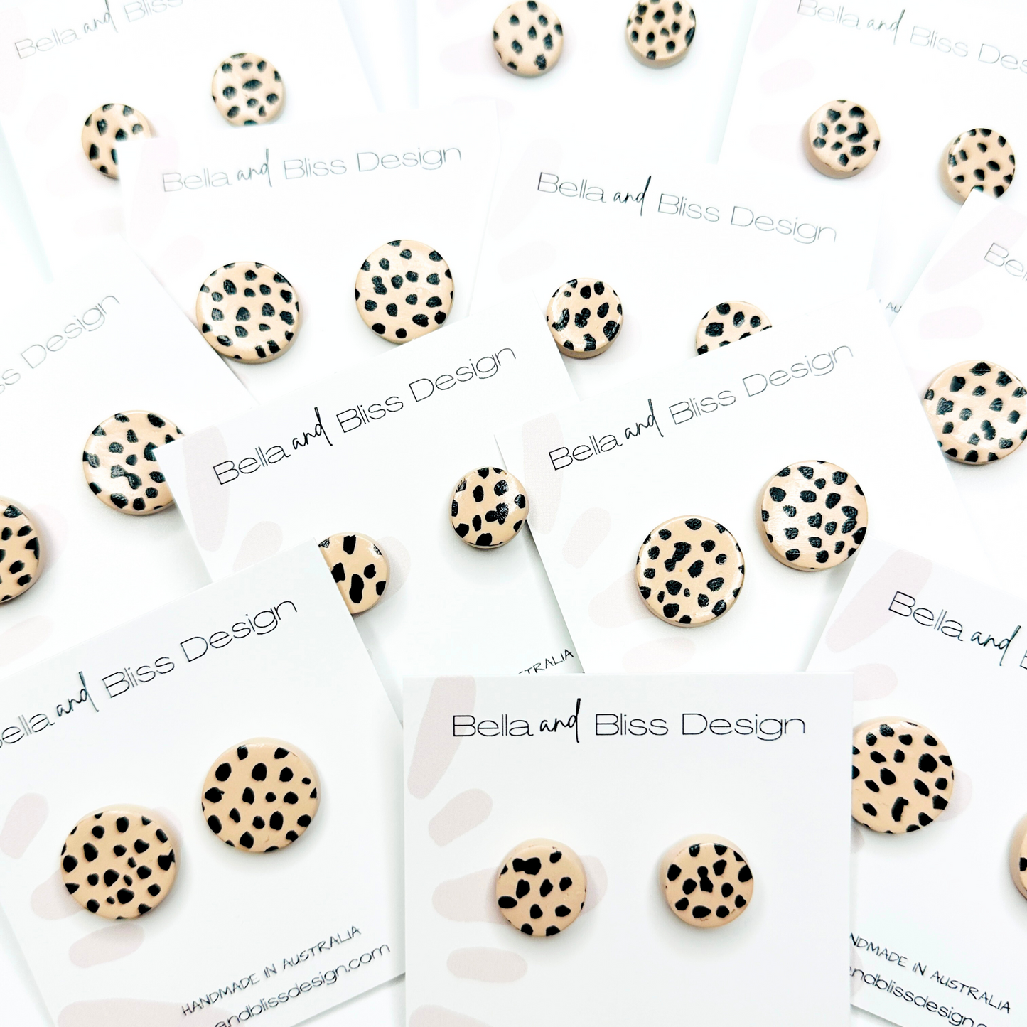 Wildwood Speckle // Clay Stud Earrings // Beige with Black Spots