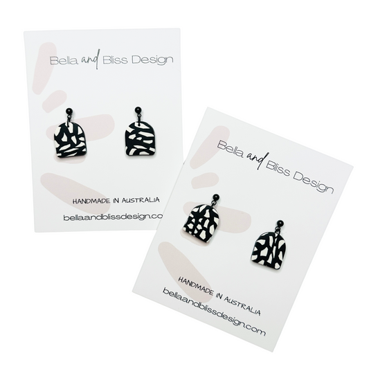 Arch // Black and Ivory // Style 2 // Clay Dangle Earrings