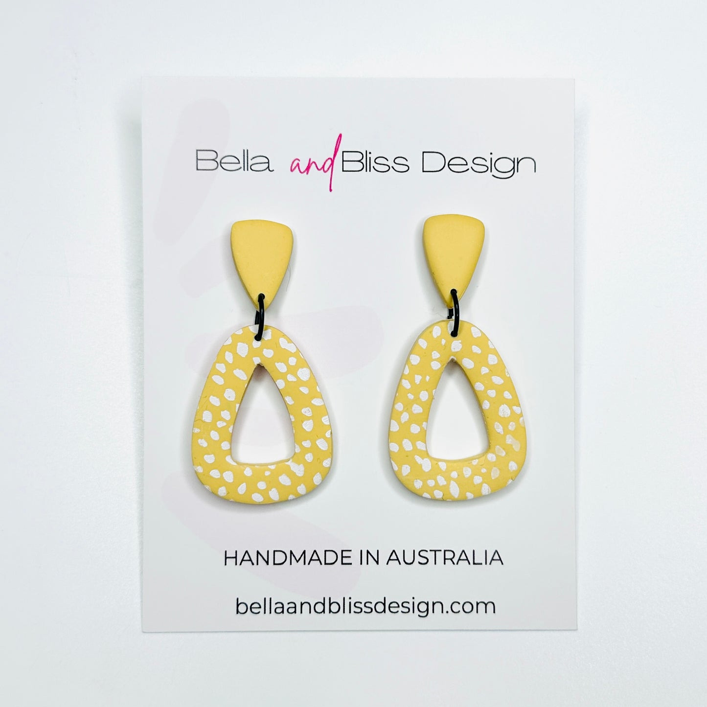 Freya // Sunshine Dots // Clay Dangle Earrings // Yellow and White Dots