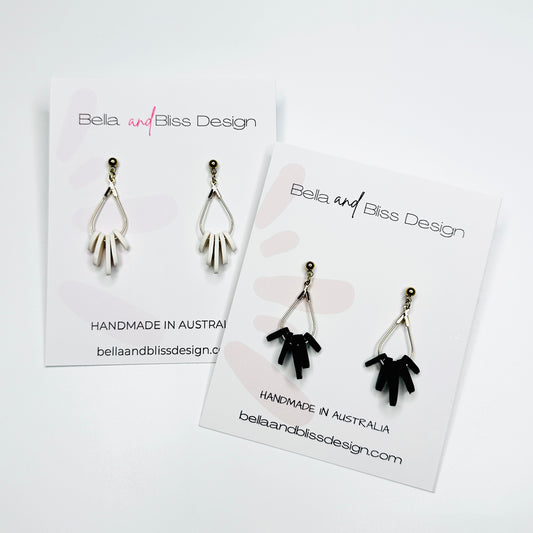 Faith // Clay Drop Dangle Earrings // Black and White