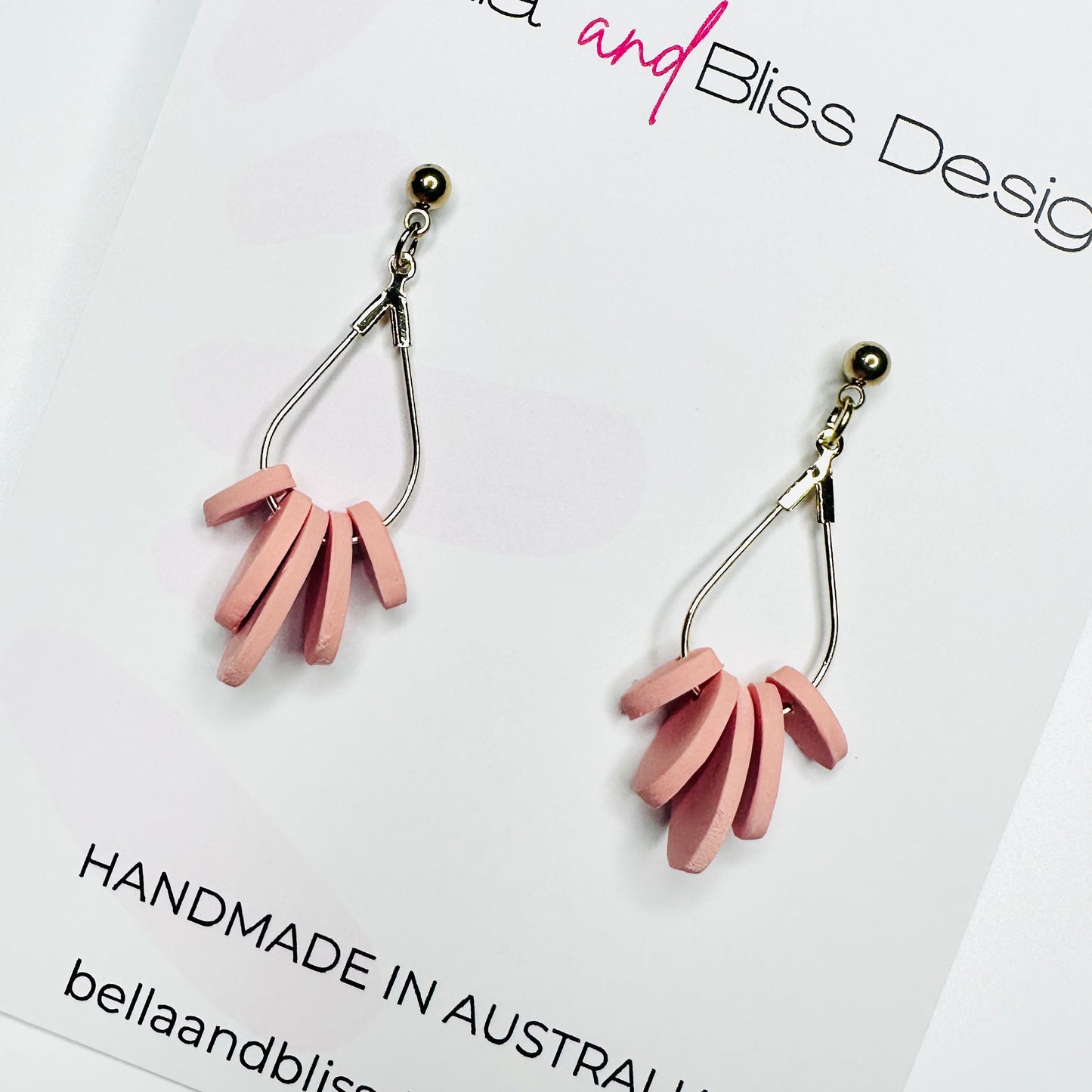 Faith // Clay Drop Dangle Earrings // Coral, Pink and Khaki