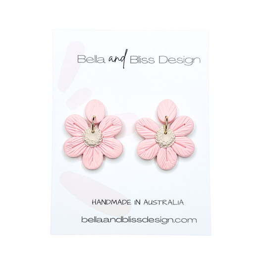 Daisy Chain // Clay Dangle Earrings //  Pink, White and Purple