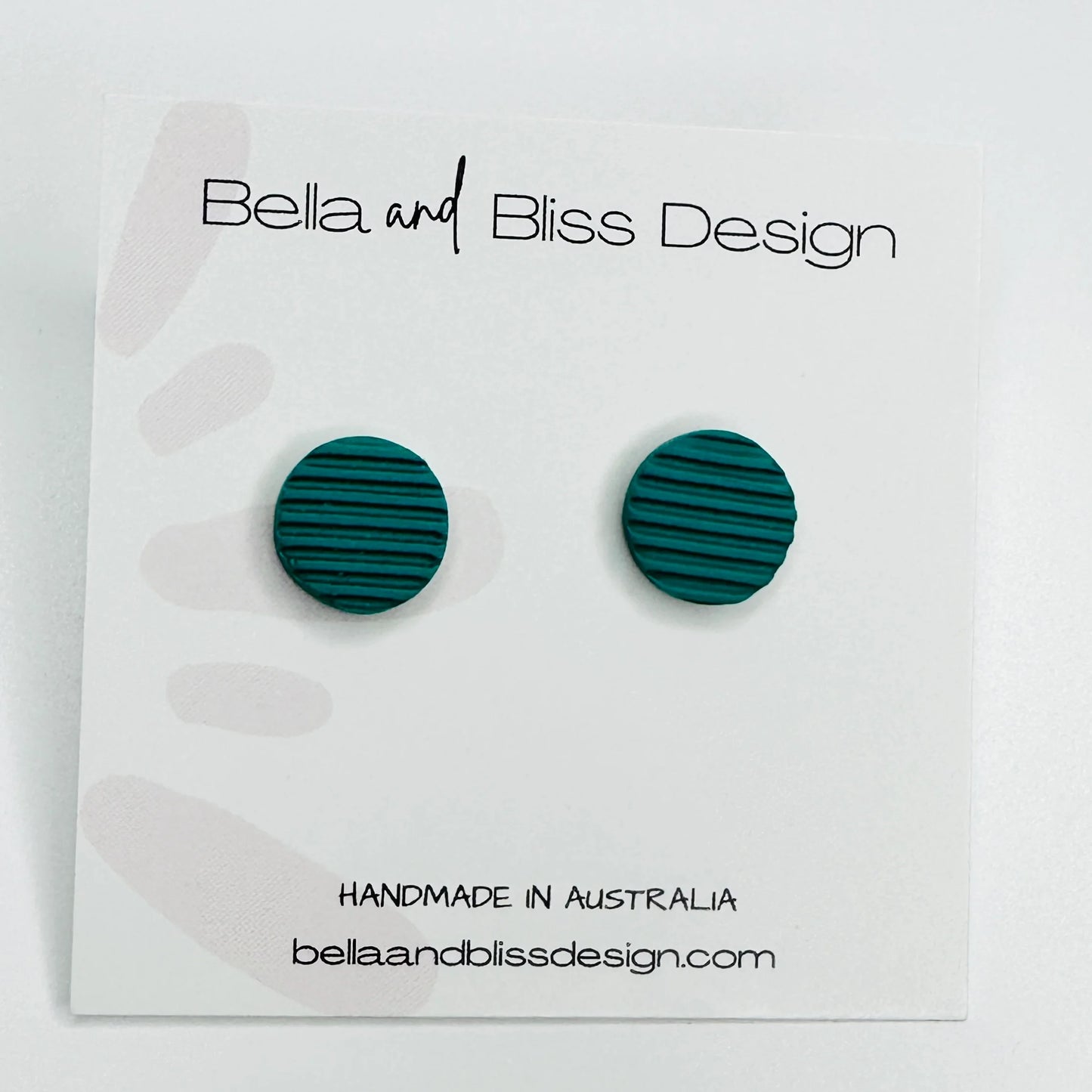 Melody // Stud Earrings // Embossed Line Green, Black, White, Jade, Brown, Peach, Pink, Lilac, Blue, Cream